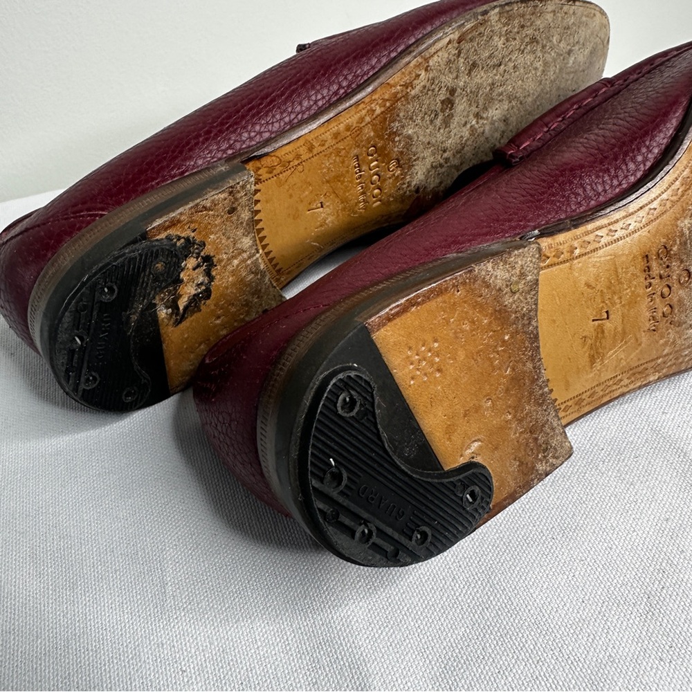 Gucci - Men’s Horsebit Authentic - Red Leather Vintage Loafer Shoes - Size 7 - Picture 6 of 10
